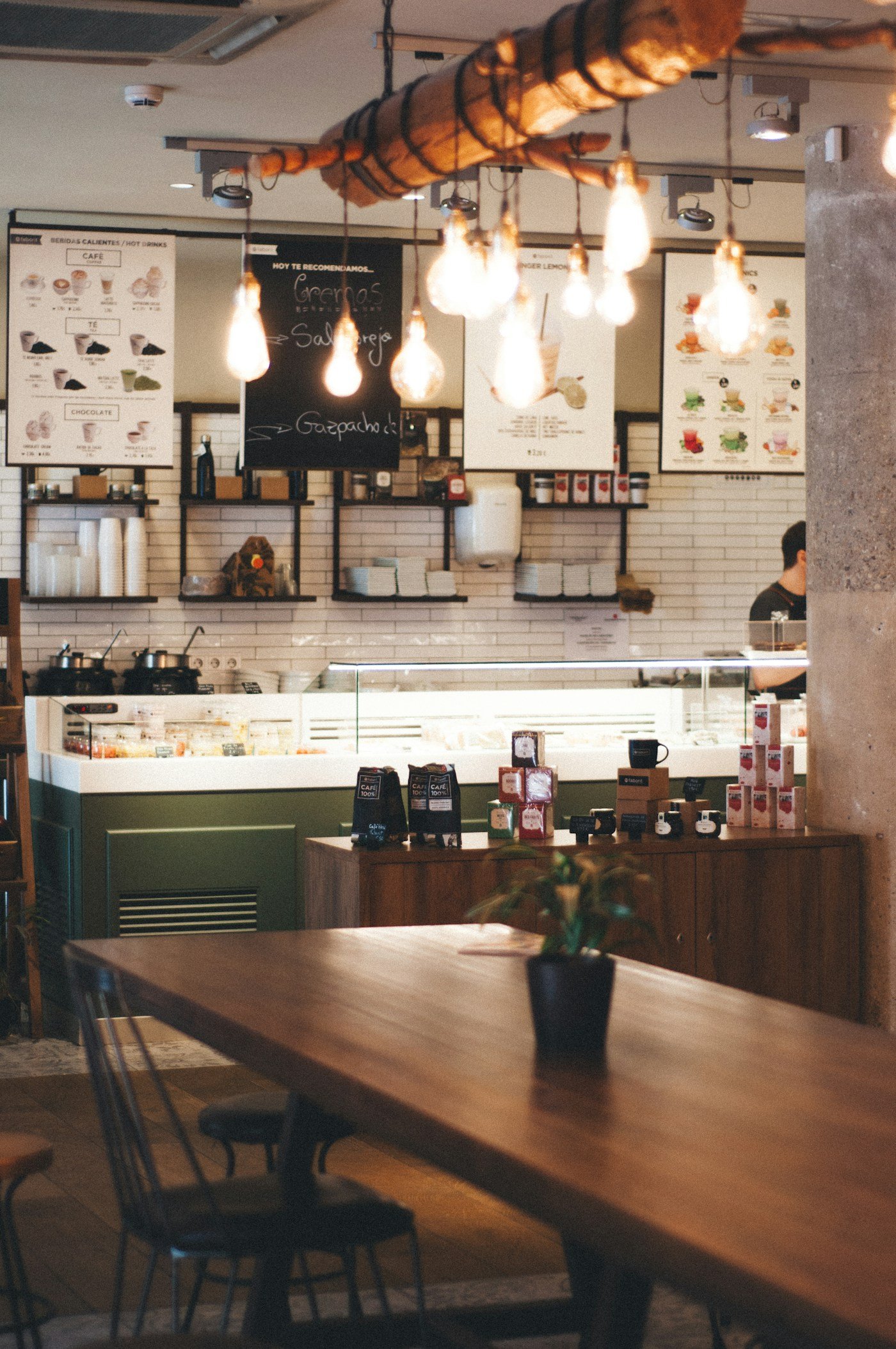 A warm cafe interior